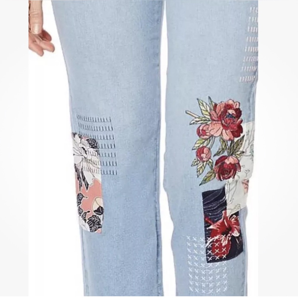 Diane Gilman Cropped Embroidered Jeans Women’s Size 10 Stretch Light Wash DG2 - Picture 14 of 17